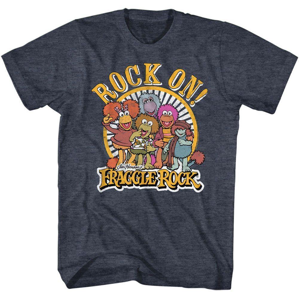Fraggle Rock Rock On Navy Heather Adult T-Shirt
